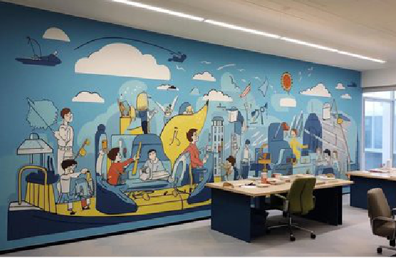 温县办公室墙绘的特点。